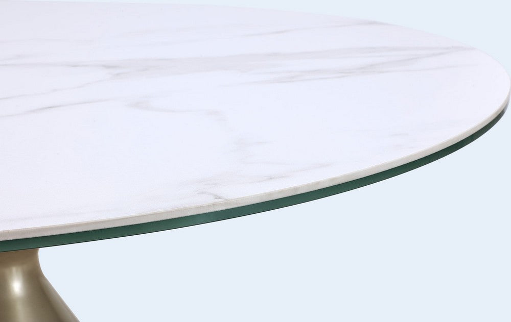 Modus Furniture - Winston Stone Top Metal Base Round Dining Table in Oat Milk and Champagne - FMKR60 view 6