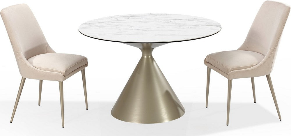 Modus Furniture - Winston Upholstered Metal Leg Dining Chair in Cream and Champagne - FMKR63_1 view 3