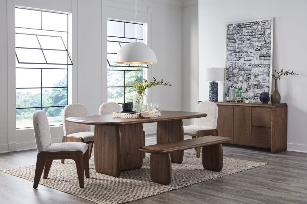 Modus Furniture - Xolani Rectangular Acacia Wood Pedestal Table in Impala - TTXU60 view 11
