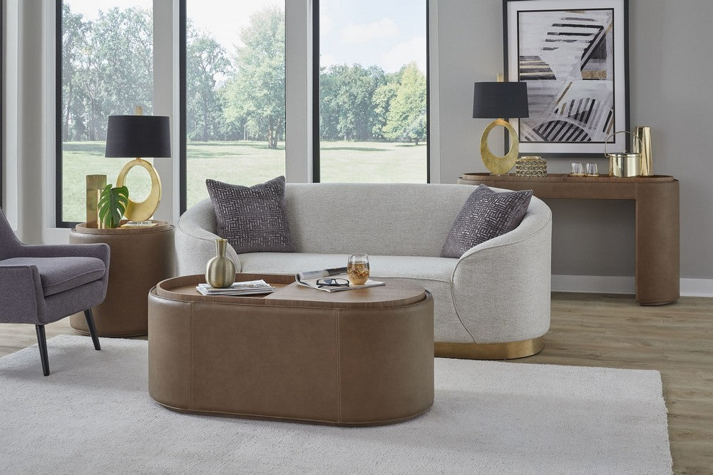 Modus Furniture - Yeal Leather Upholstered Storage Coffee Table with Wooden Tray Top and Casters - VG8421 view 8