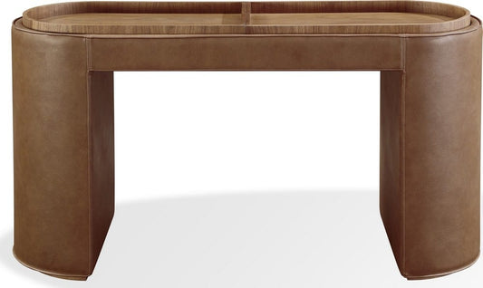 Modus Furniture - Yeal Leather Upholstered Storage Console Table with Wooden Tray Top - VG8423 view 2
