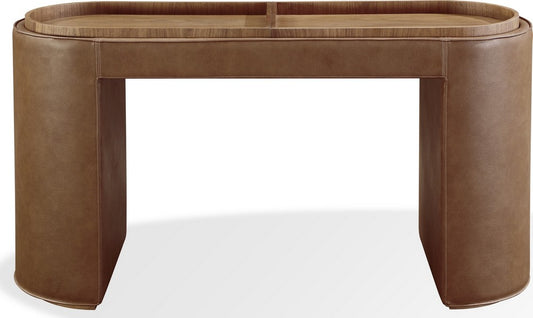 Modus Furniture - Yeal Leather Upholstered Storage Console Table with Wooden Tray Top - VG8423 view 2
