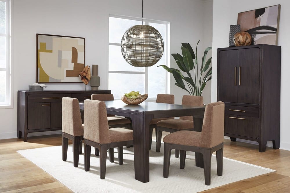 Modus Furniture - Zamba Chenille Upholstered Acacia Wood Dining Chair in Pineapple and Jaguar Set of 2 - UKXT64_2 view 8