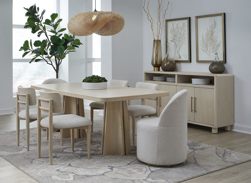 Modus Furniture - Zinnia Ash Wood Double Pedestal Dining Table in White Sand - RSTP60 view 9