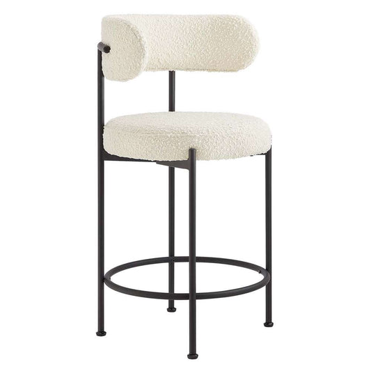 Modway - Albie Boucle Fabric Counter Stools - (Set of 2) - EEI-6518-IVO-BLK veiw 2