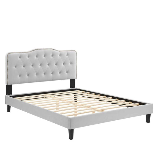Modway - Amber Tufted Performance Velvet King Platform Bed - MOD-6786-LGR veiw 2