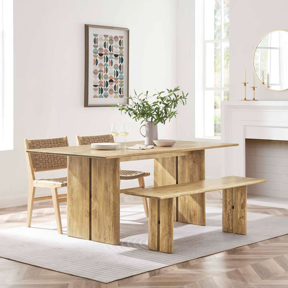 Modway - Amistad 72in Wood Dining Table and Bench Set - EEI-6559-OAK veiw 3