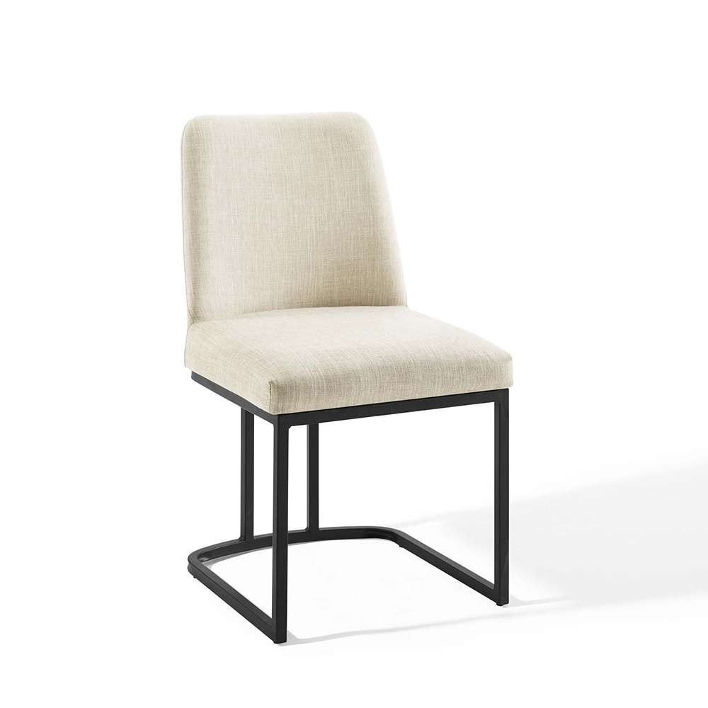 Modway - Amplify Sled Base Upholstered Fabric Dining Side Chair - EEI-3811-BLK-BEI veiw 1