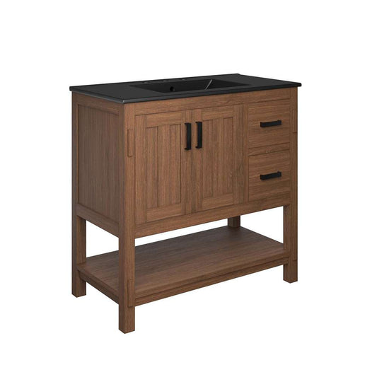 Modway - Ashlyn 36in Wood Bathroom Vanity - EEI-6535-WAL-BLK veiw 2