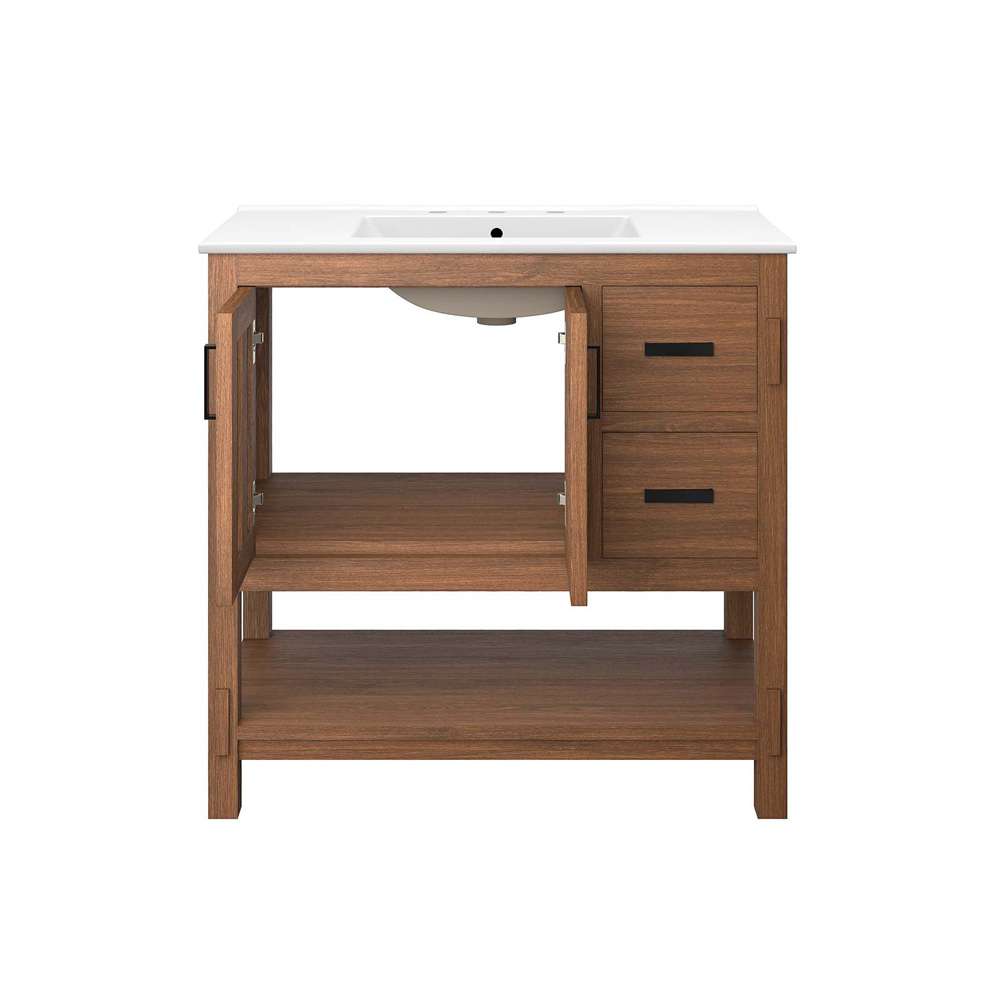 Modway - Ashlyn 36in Wood Bathroom Vanity - EEI-6535-WAL-WHI veiw 6