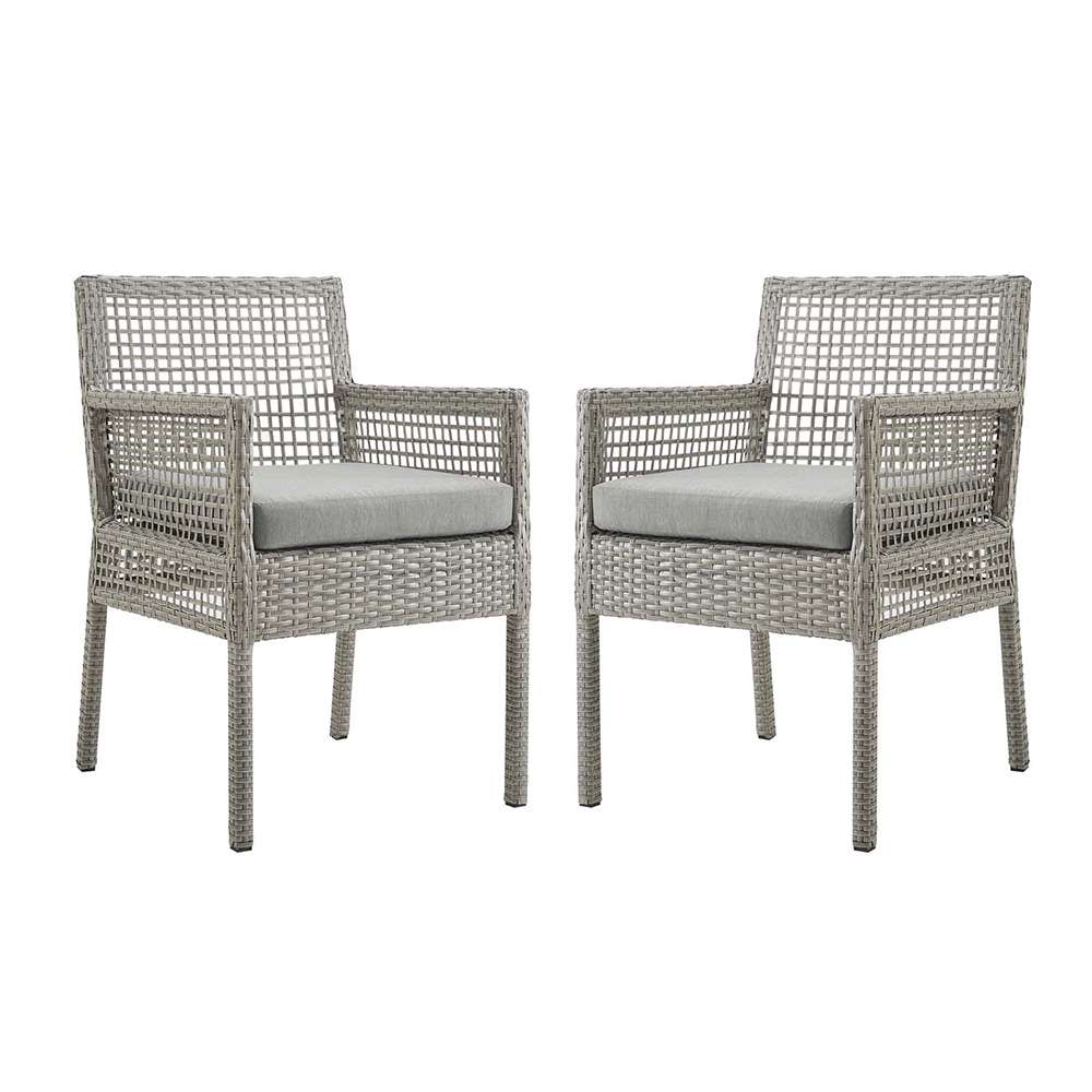 Modway - Aura Dining Armchair Outdoor Patio Wicker Rattan (Set of 2) - EEI-3561-GRY-GRY veiw 1