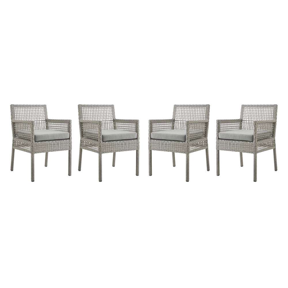 Modway - Aura Dining Armchair Outdoor Patio Wicker Rattan (Set of 4) - EEI-3594-GRY-GRY veiw 1