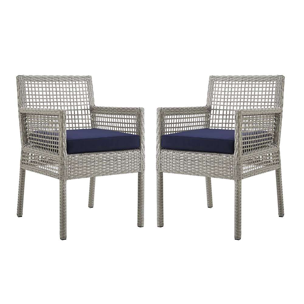 Modway - Aura Dining Armchair Outdoor Patio Wicker Rattan (Set of 2) - EEI-3561-GRY-NAV veiw 1
