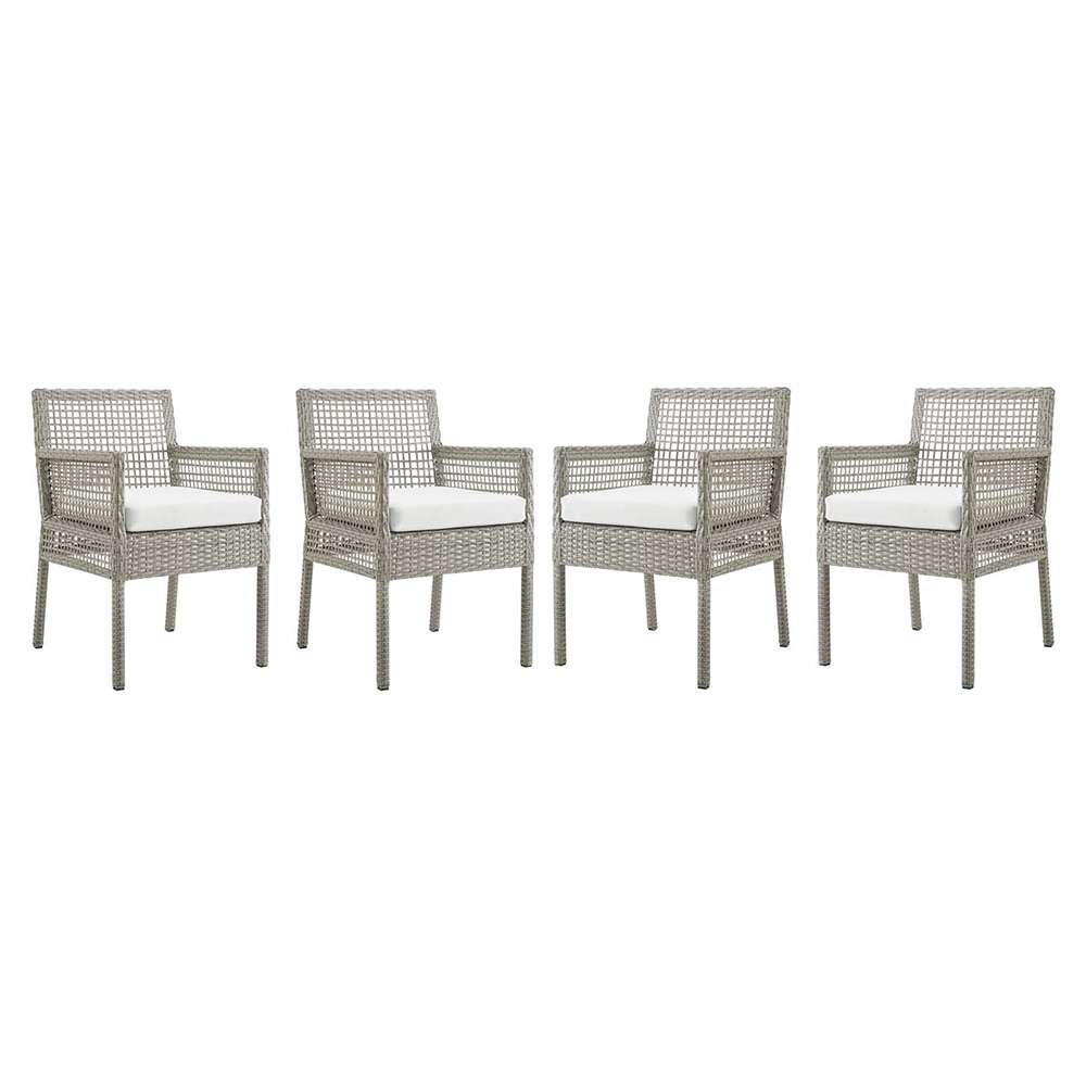 Modway - Aura Dining Armchair Outdoor Patio Wicker Rattan (Set of 4) - EEI-3594-GRY-WHI veiw 1