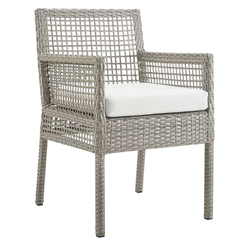 Modway - Aura Outdoor Patio Wicker Rattan Dining Armchair - EEI-2920-GRY-WHI veiw 1