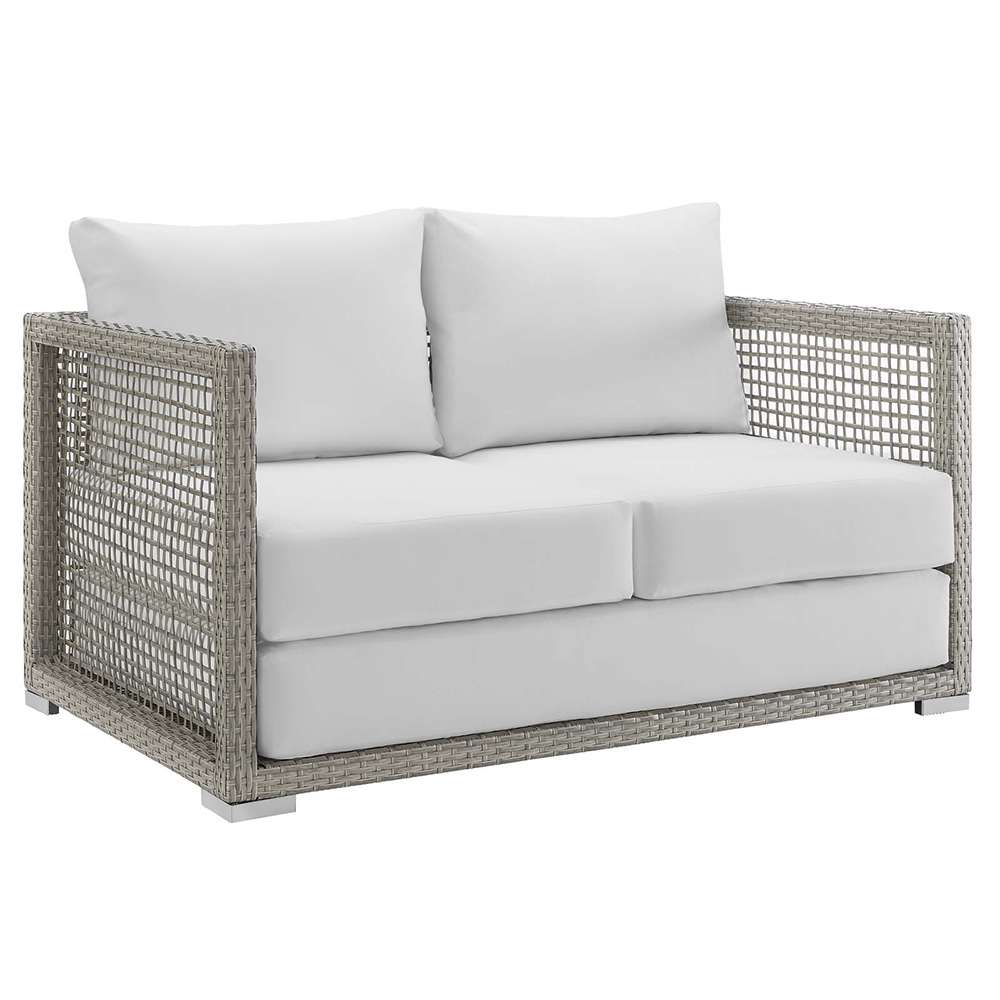 Modway - Aura Outdoor Patio Wicker Rattan Loveseat - EEI-2924-GRY-WHI veiw 1
