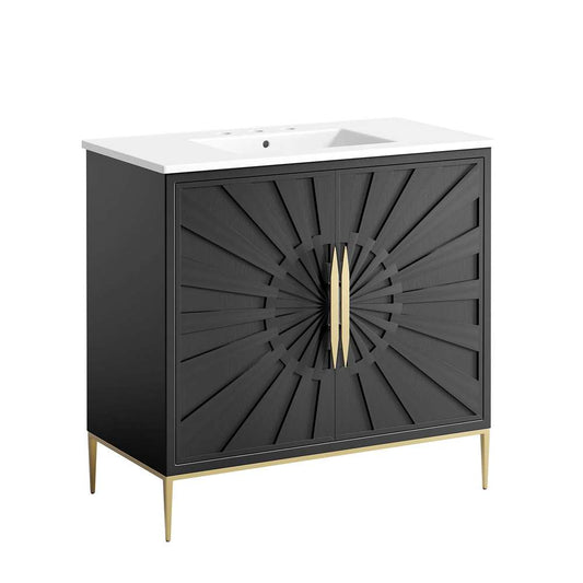Modway - Awaken 36in Bathroom Vanity - EEI-6297-WHI-BLK veiw 2