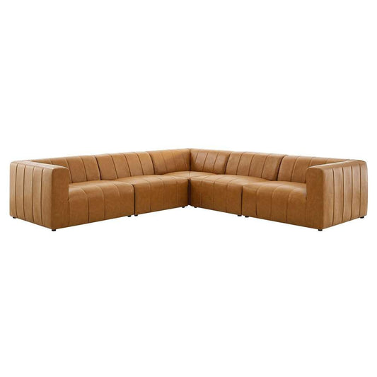 Modway - Bartlett Vegan Leather 5-Piece Sectional Sofa in Tan - EEI-4532-TAN veiw 2