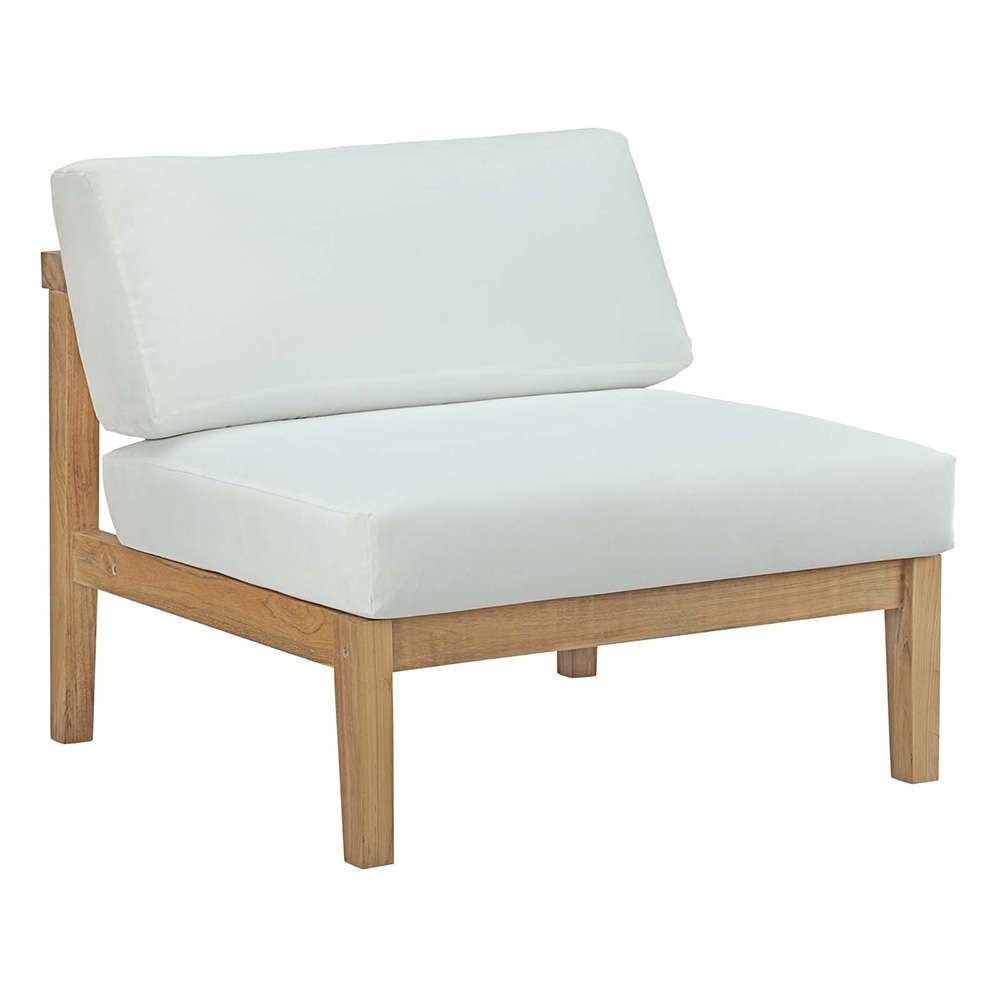 Modway - Bayport Outdoor Patio Teak Armless - EEI-2697-NAT-WHI veiw 1