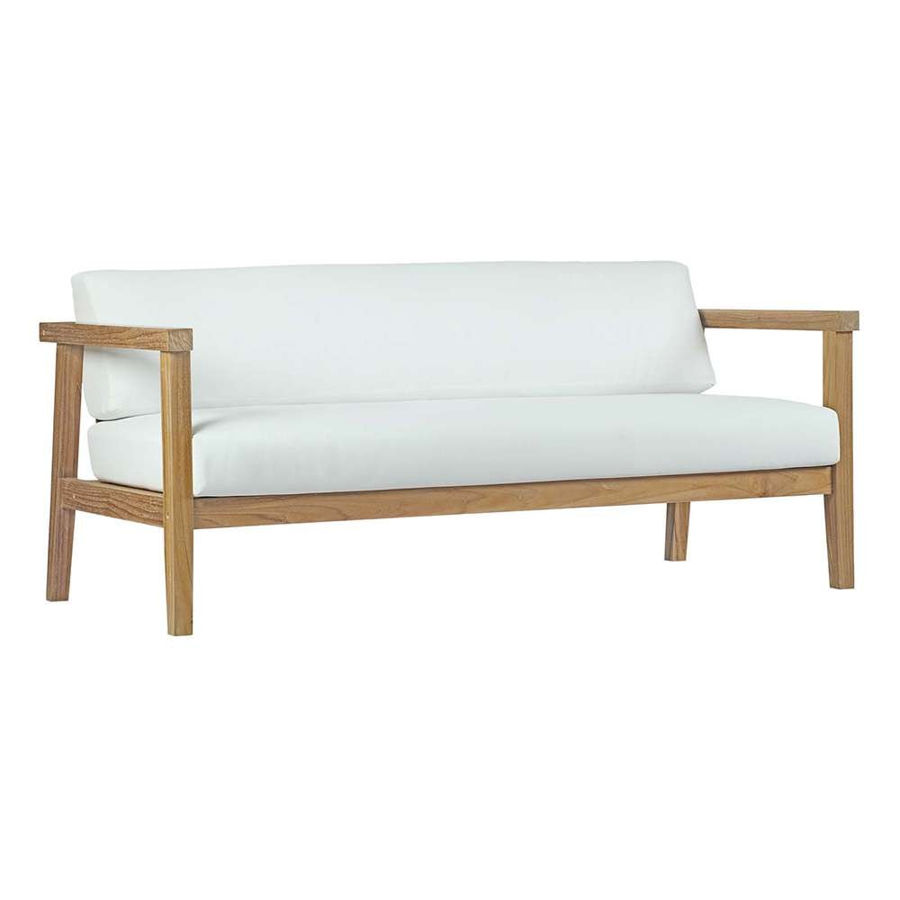 Modway - Bayport Outdoor Patio Teak Sofa - EEI-2696-NAT-WHI veiw 1