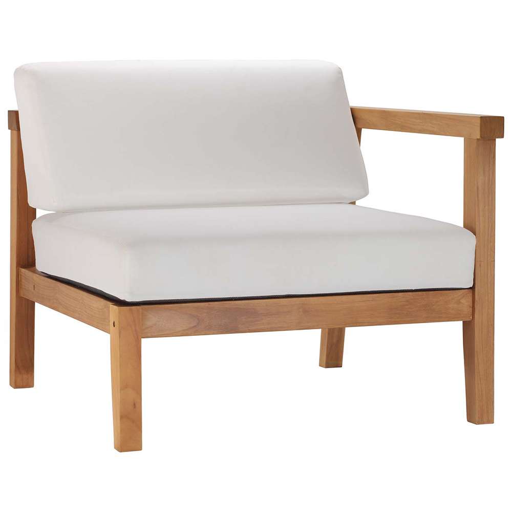Modway - Bayport Outdoor Patio Teak Wood Right-Arm Chair - EEI-4129-NAT-WHI veiw 1