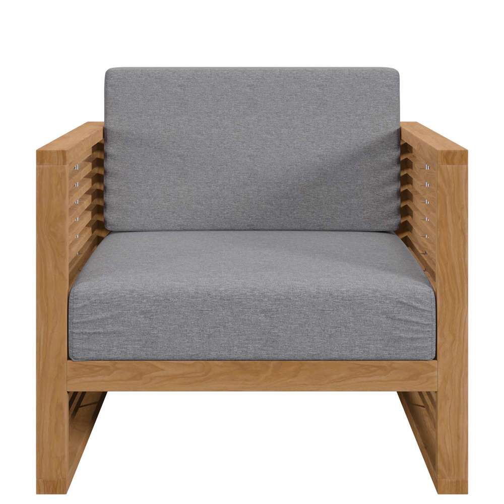 Modway - Carlsbad 3-Piece Teak Wood Outdoor Patio Set - EEI-5838-NAT-GRY veiw 6