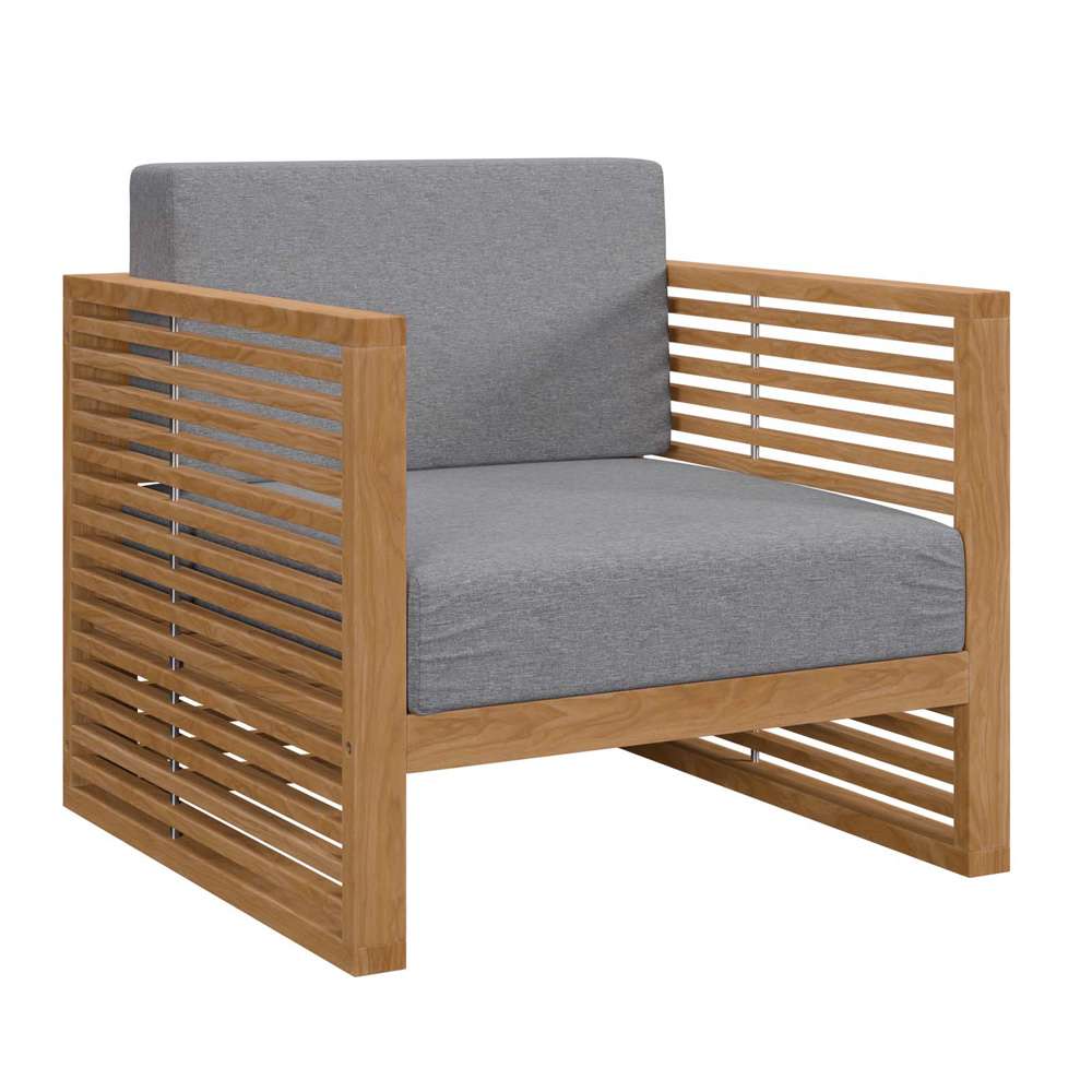 Modway - Carlsbad 6-Piece Teak Wood Outdoor Patio Set - EEI-5836-NAT-GRY veiw 6