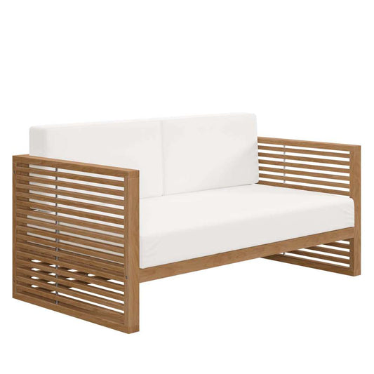 Modway - Carlsbad Teak Wood Outdoor Patio Loveseat - EEI-5605-NAT-WHI veiw 2