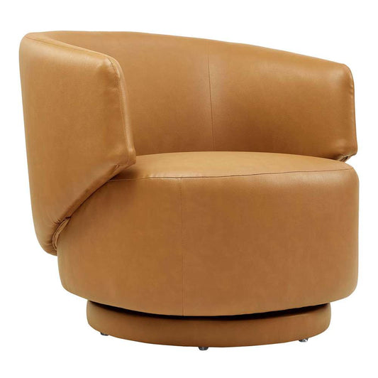 Modway - Celestia Vegan Leather Fabric and Wood Swivel Chair - EEI-6358-TAN veiw 2