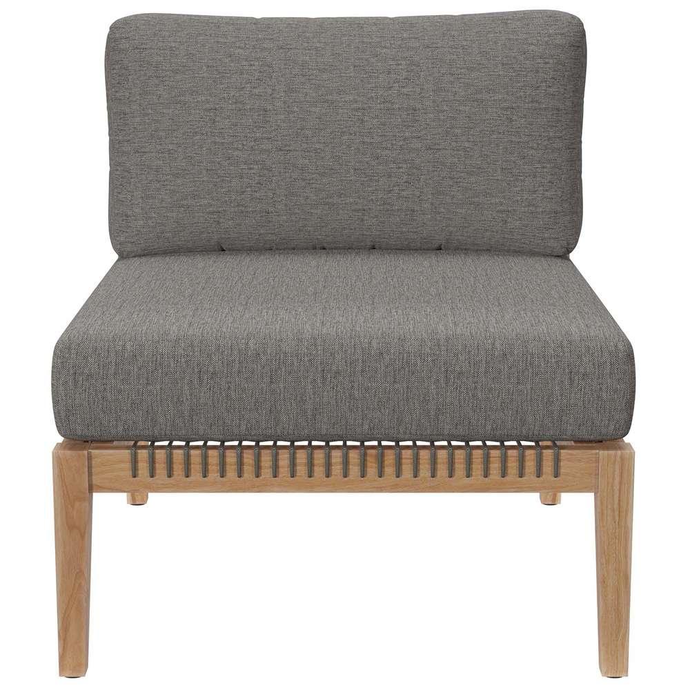 Modway - Clearwater Outdoor Patio Teak Wood Armless Chair - EEI-5856-GRY-GPH veiw 5