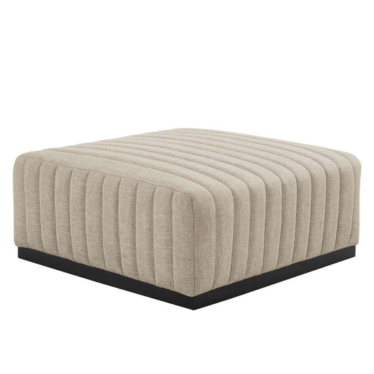 Modway - Conjure Channel Tufted Upholstered Fabric Ottoman - EEI-5501-BLK-BEI veiw 2