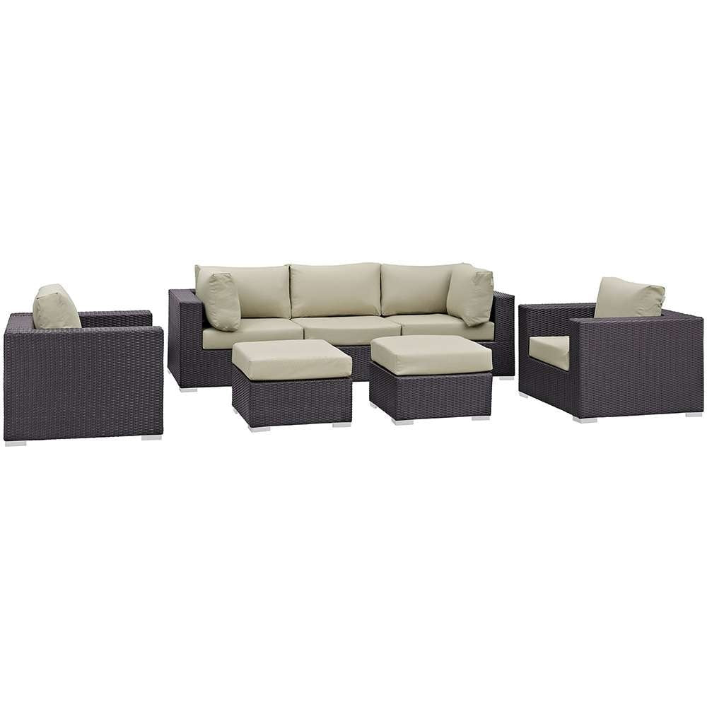 Modway - Convene 7 Piece Outdoor Patio Sectional Set - EEI-2200-EXP-BEI-SET veiw 1