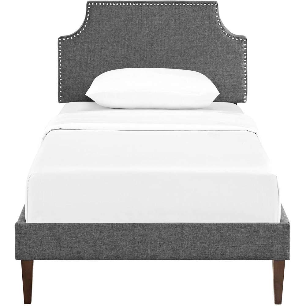Modway - Corene Twin Fabric Platform Bed with Squared Tapered Legs - MOD-5951-GRY veiw 5