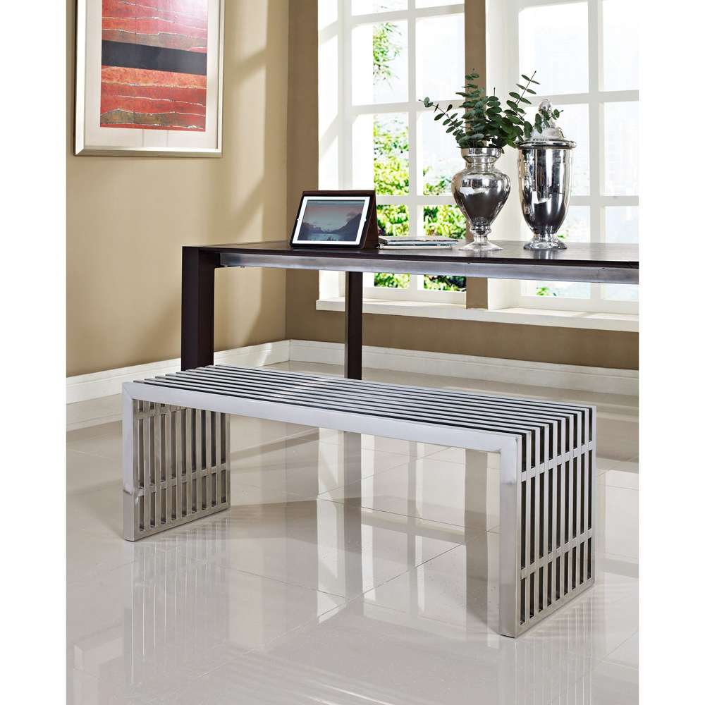 Modway - Gridiron Large Stainless Steel Bench - EEI-570-SLV veiw 4
