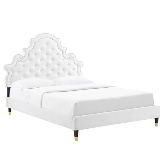 Modway - Gwyneth Tufted Performance Velvet Full Platform Bed - MOD-6758-WHI veiw 2