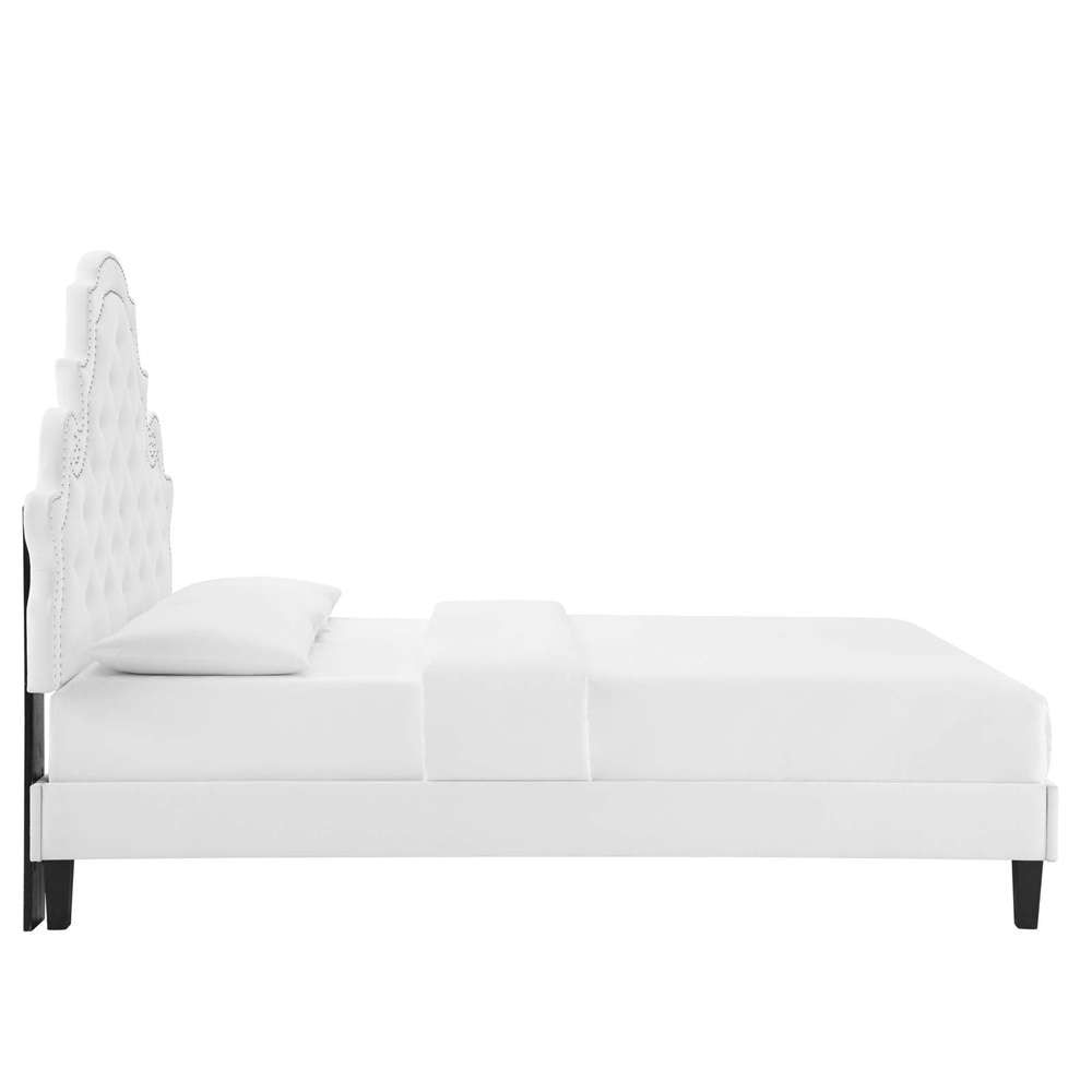 Modway - Gwyneth Tufted Performance Velvet Queen Platform Bed - MOD-6753-WHI veiw 6