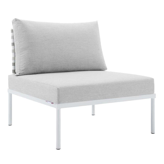 Modway - Harmony Sunbrella Basket Weave Outdoor Patio Aluminum Armless Chair - EEI-4957-TAU-GRY veiw 2