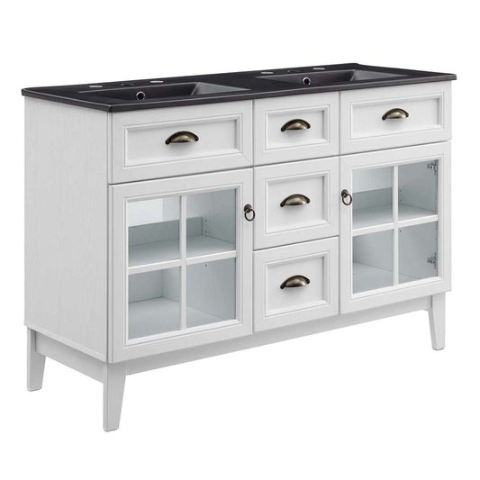 Modway - Isle 48in Double Bathroom Vanity Cabinet in White Black - EEI-5480-WHI-BLK veiw 2