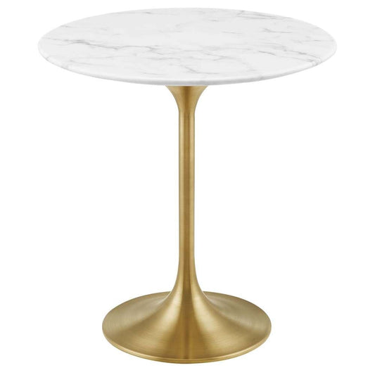 Modway - Lippa 20in Round Artificial Marble Side Table in Gold White - EEI-5685-GLD-WHI veiw 2