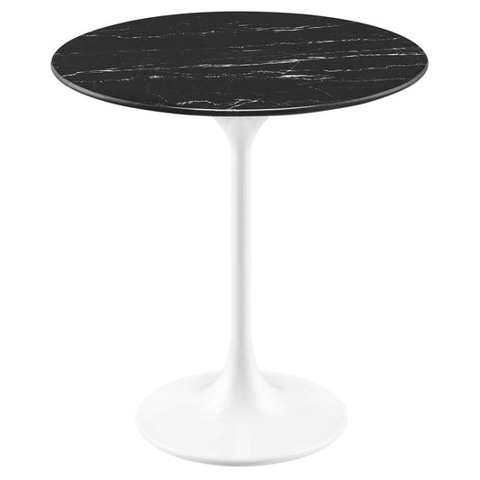 Modway - Lippa 20in Round Artificial Marble Side Table in White Black - EEI-5680-WHI-BLK veiw 2