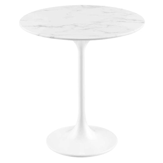 Modway - Lippa 20in Round Artificial Marble Side Table in White White - EEI-5680-WHI-WHI veiw 2