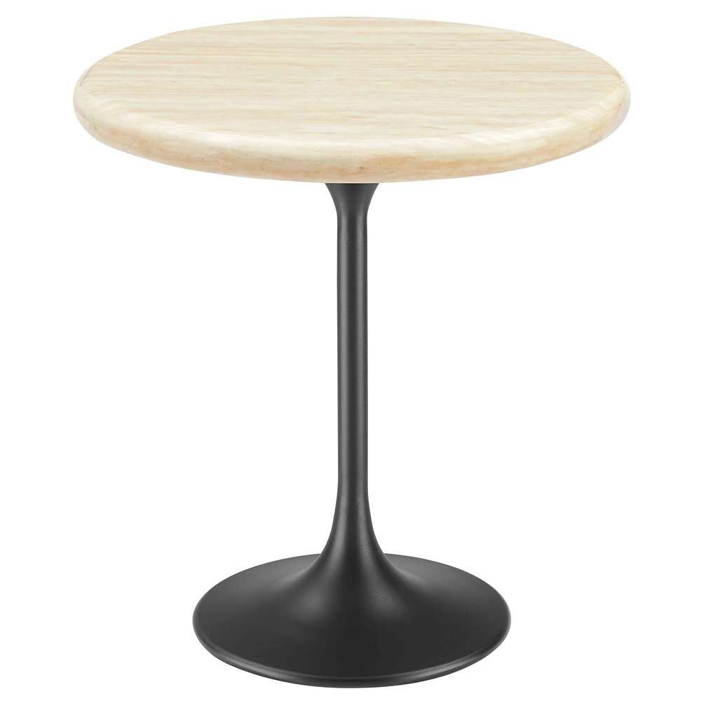 Modway - Lippa 20in Round Artificial Travertine Side Table - EEI-6747-BLK-TRA veiw 1