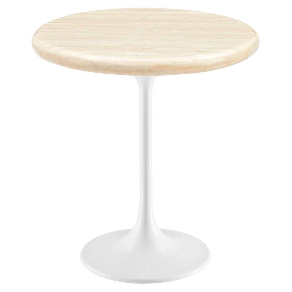 Modway - Lippa 20in Round Artificial Travertine Side Table - EEI-6745-WHI-TRA veiw 1