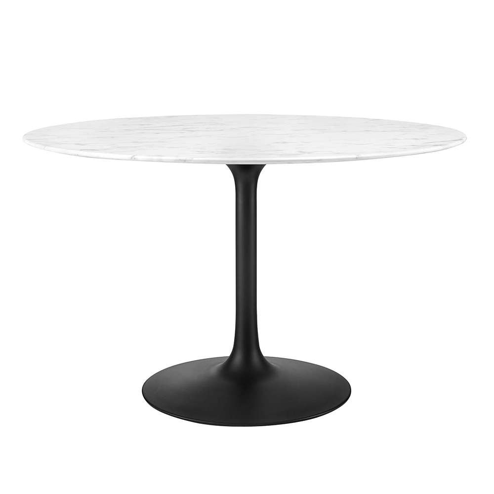 Modway - Lippa 48in Round Artificial Marble Dining Table in Black White - EEI-3527-BLK-WHI veiw 1