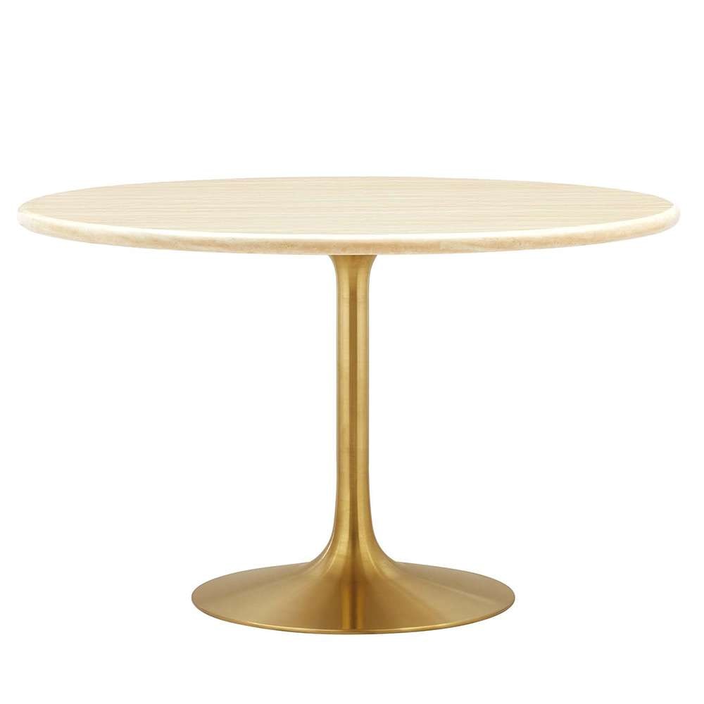 Modway - Lippa 48in Round Artificial Travertine Dining Table - EEI-6756-GLD-TRA veiw 1