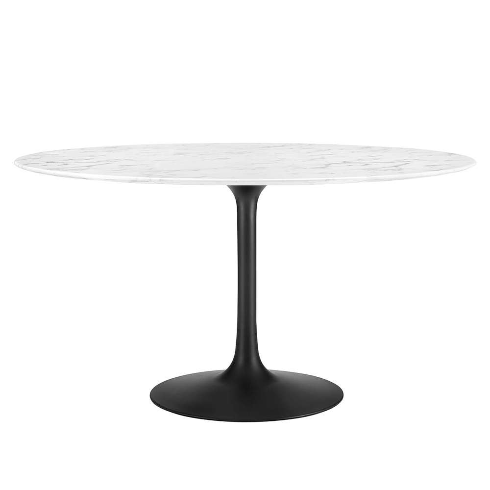 Modway - Lippa 54in Round Artificial Marble Dining Table in Black White - EEI-3528-BLK-WHI veiw 1