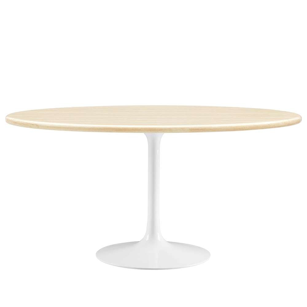 Modway - Lippa 60in Oval Artificial Travertine Dining Table - EEI-6757-WHI-TRA veiw 1