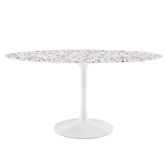 Modway - Lippa 60in Oval Terrazzo Dining Table in White White - EEI-5734-WHI-WHI veiw 2