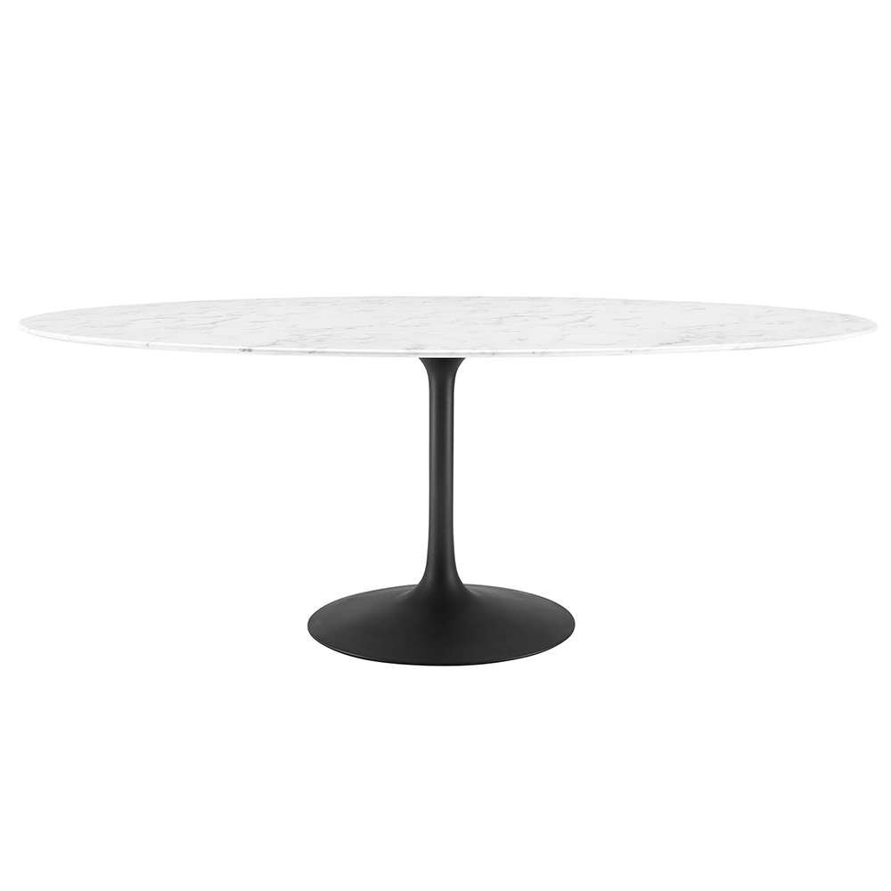 Modway - Lippa 78in Oval Artificial Marble Dining Table in Black White - EEI-3542-BLK-WHI veiw 1