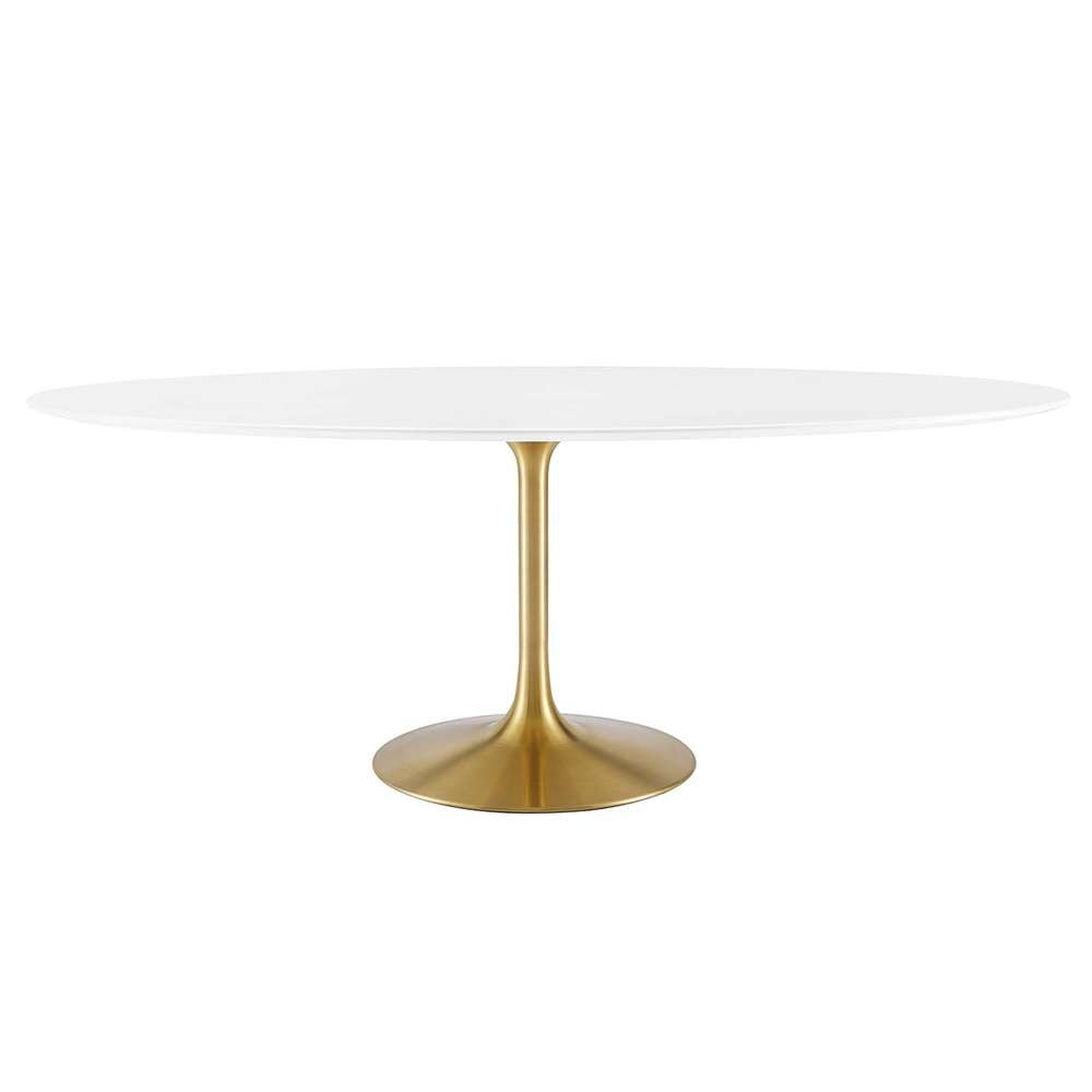 Modway - Lippa 78in Oval Wood Dining Table in Gold White - EEI-3255-GLD-WHI veiw 1